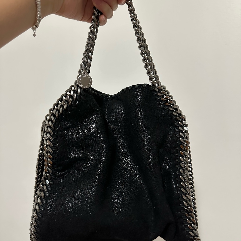 SOLD - 100% Authentic Stella McCartney Mini Falabella Foldover Black Tote Bag